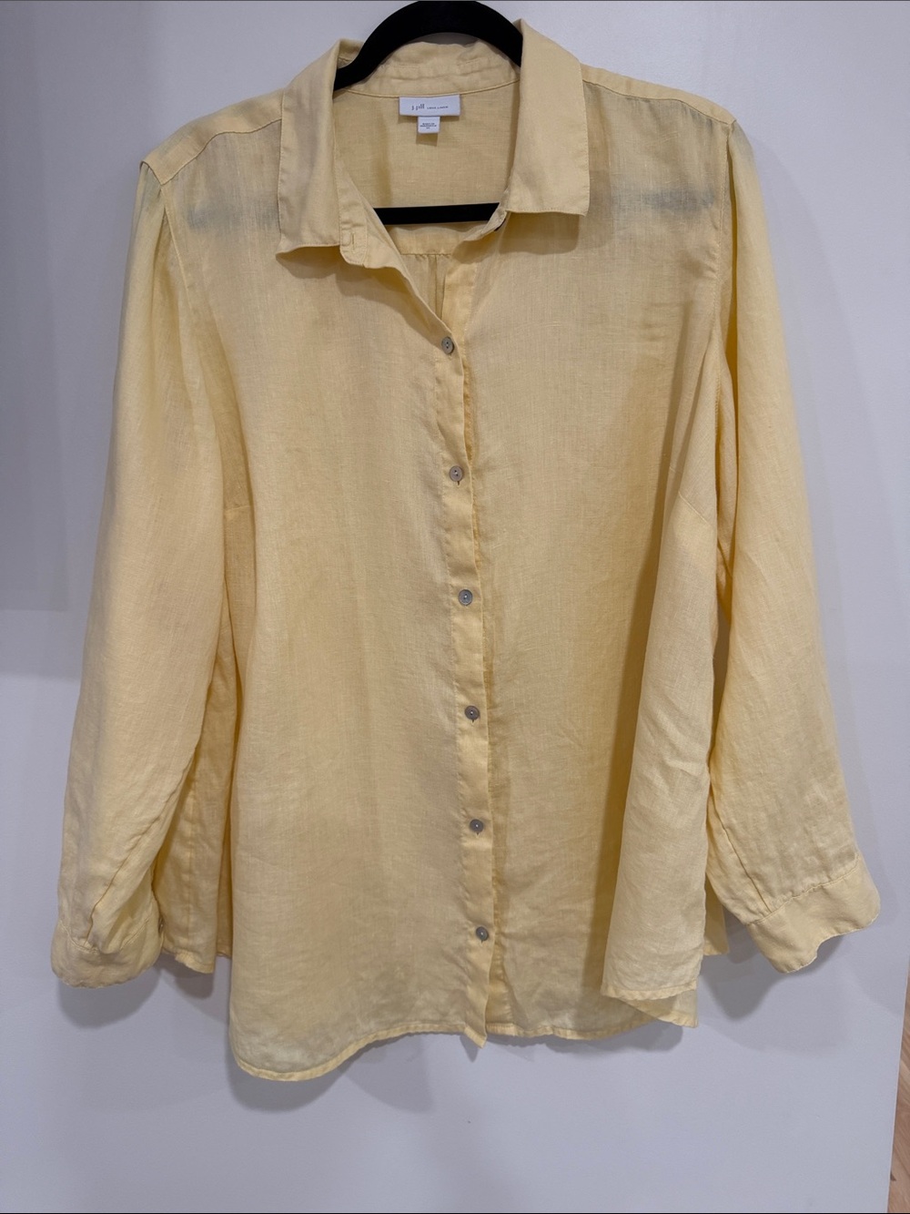 J. Jill Soft Yellow Linen Button-Down Blouse